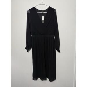 Banana Republic Womens Dress Size XS Black Pleated Gathed Mid Length New